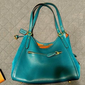 Coach Lori Mixed Leather Shoulder Bag in Turquoise